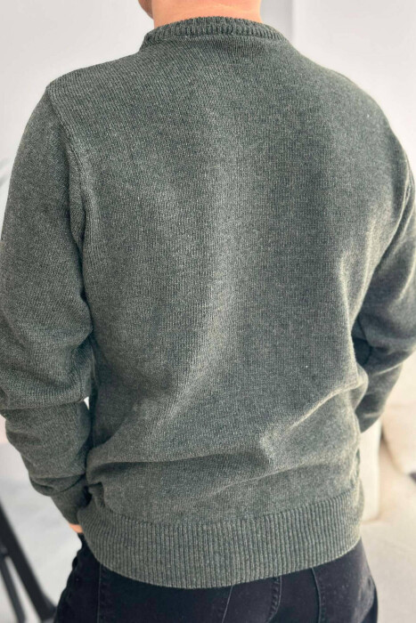 ONE COLOR SIMPLE MEN SWEATER LIGHT GREEN/JEZB - 2