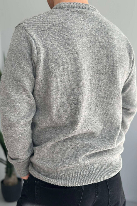 ONE COLOR SIMPLE MEN SWEATER LIGHT GREY/GZ - 4