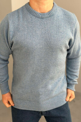 ONE COLOR SIMPLE MEN SWEATER LIGHTBLUE/BZ 