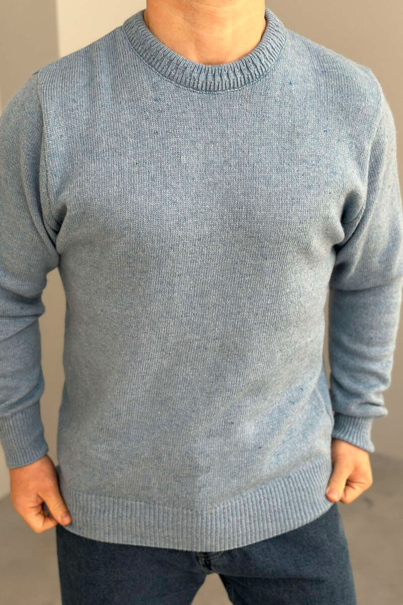 ONE COLOR SIMPLE MEN SWEATER LIGHTBLUE/BZ - 1