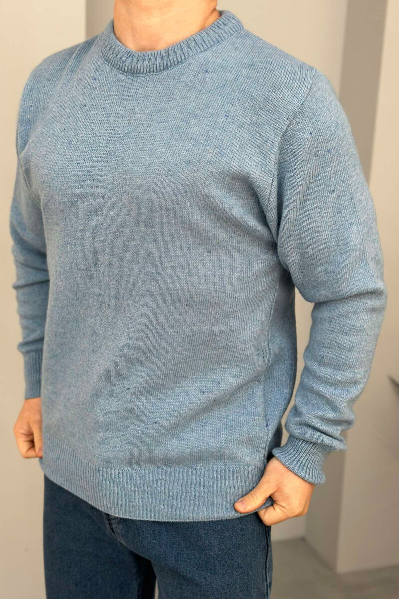 ONE COLOR SIMPLE MEN SWEATER LIGHTBLUE/BZ - 2