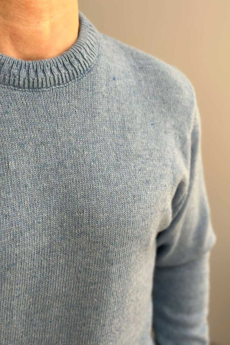 ONE COLOR SIMPLE MEN SWEATER LIGHTBLUE/BZ - 3