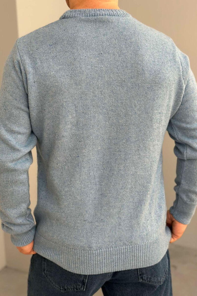 ONE COLOR SIMPLE MEN SWEATER LIGHTBLUE/BZ - 4