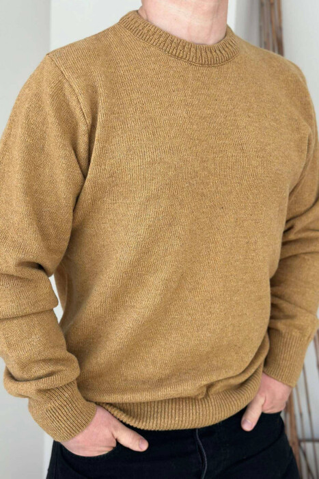 ONE COLOR SIMPLE MEN SWEATER MUSTARD/MUSTARDE - 3