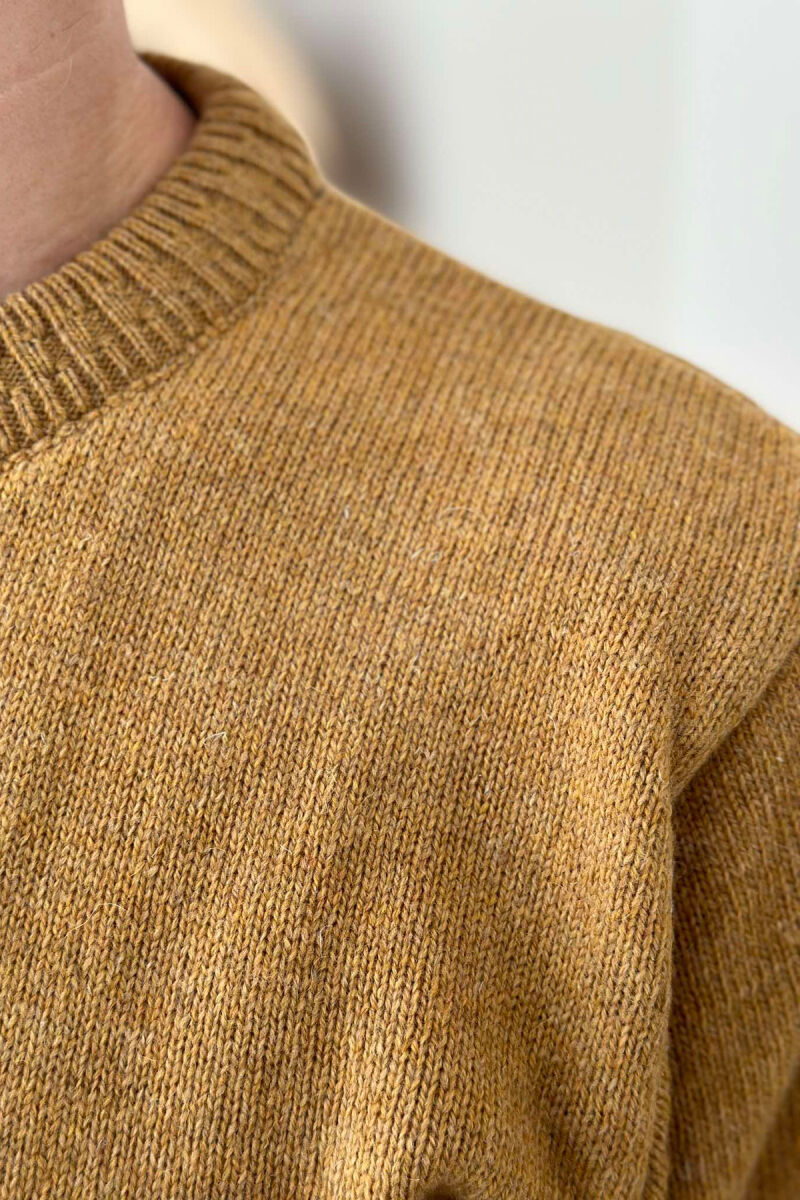 ONE COLOR SIMPLE MEN SWEATER MUSTARD/MUSTARDE - 4