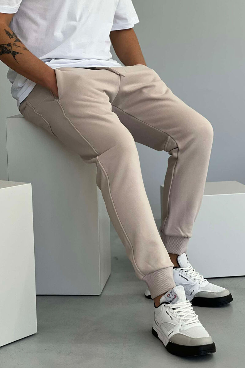 ONE COLOR SIMPLE MEN SWEATPANTS BEIGE/BEZHE - 1