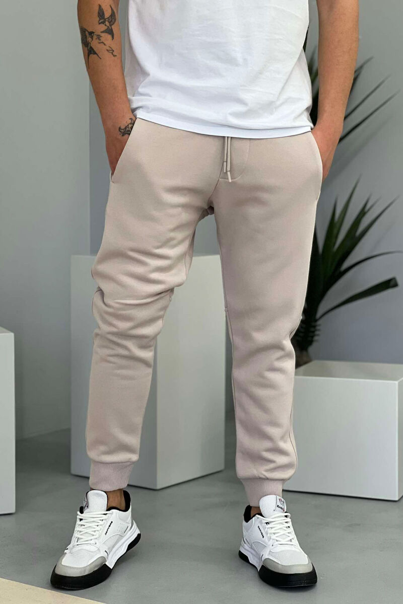 ONE COLOR SIMPLE MEN SWEATPANTS BEIGE/BEZHE - 2