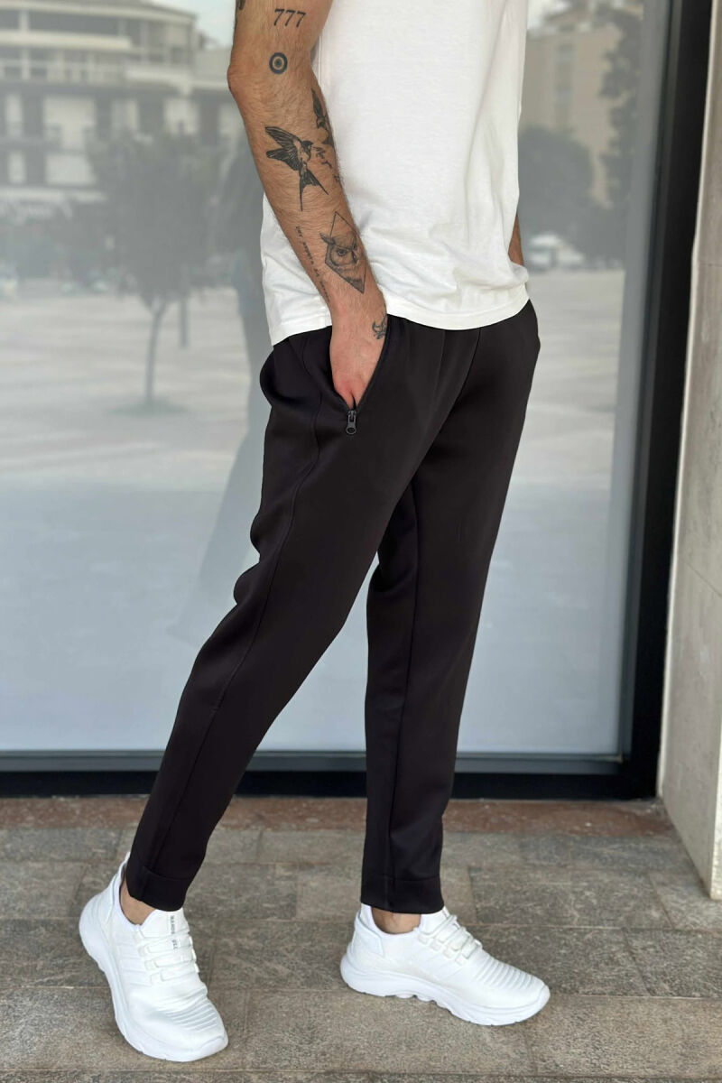 ONE COLOR SIMPLE MEN SWEATPANTS BLACK-BLACK/ZZ - 4