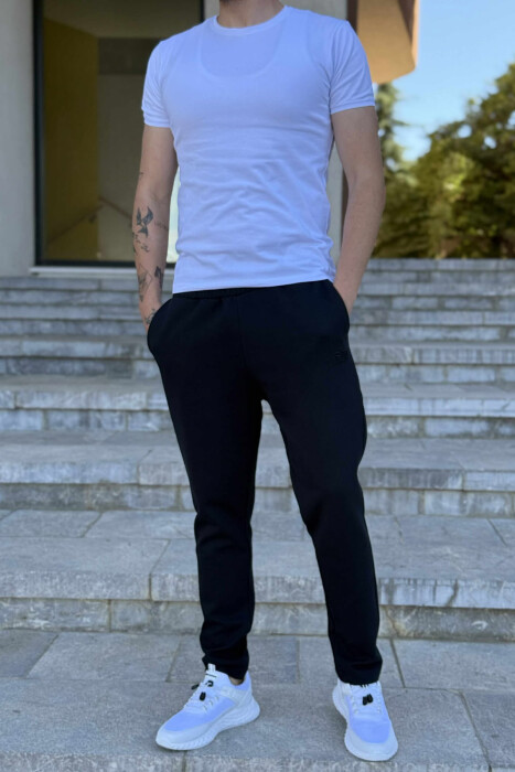 ONE COLOR SIMPLE MEN SWEATPANTS BLUE/BLU - KLAUDIO FASHION