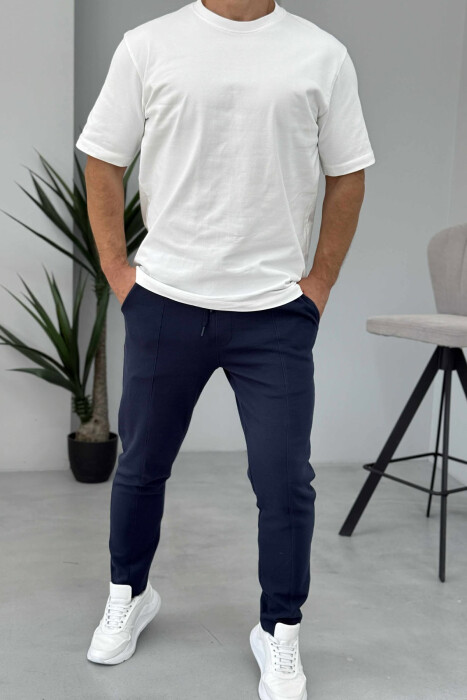 ONE COLOR SIMPLE MEN SWEATPANTS BLUE/BLU - 1