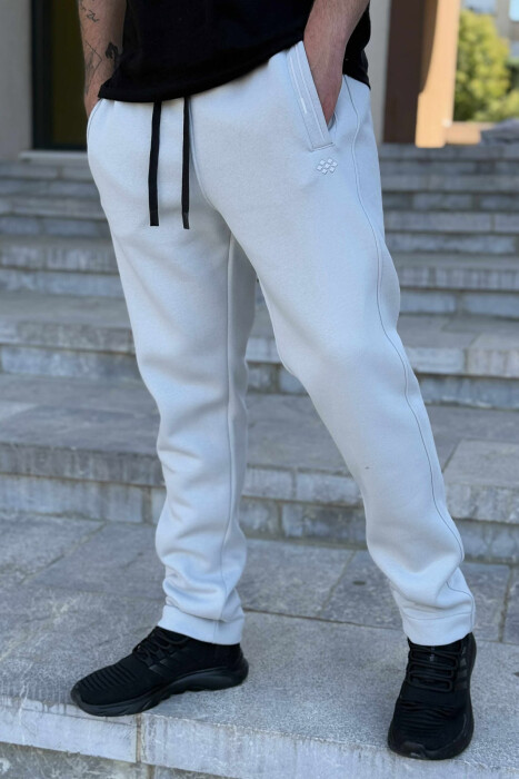 ONE COLOR SIMPLE MEN SWEATPANTS LIGHT GREY/GZ - 3