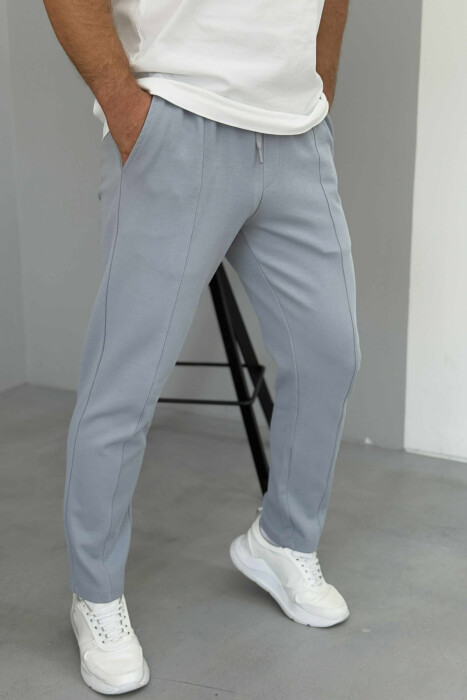 ONE COLOR SIMPLE MEN SWEATPANTS LIGHT GREY/GZ - 4