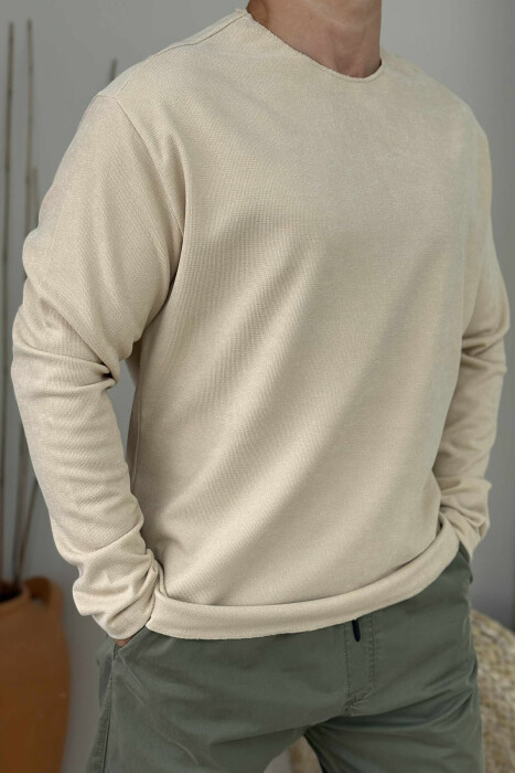 ONE COLOR SIMPLE MEN SWEATSHIRT BEIGE/BEZHE - 2
