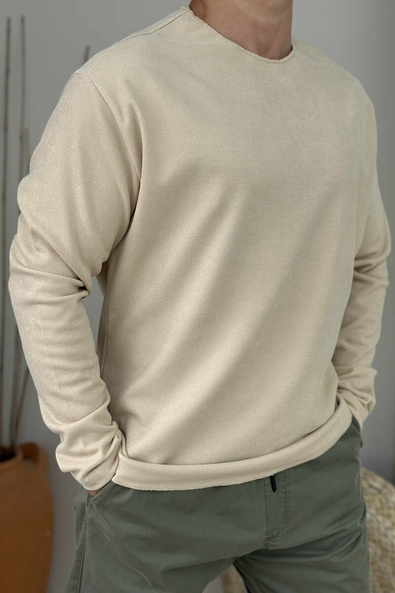 ONE COLOR SIMPLE MEN SWEATSHIRT BEIGE/BEZHE - 2