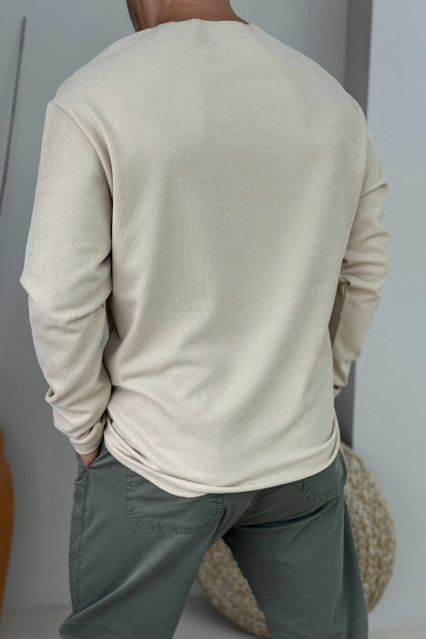 ONE COLOR SIMPLE MEN SWEATSHIRT BEIGE/BEZHE - 4
