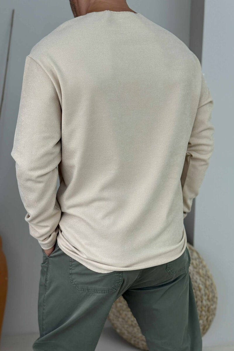 ONE COLOR SIMPLE MEN SWEATSHIRT BEIGE/BEZHE - 4
