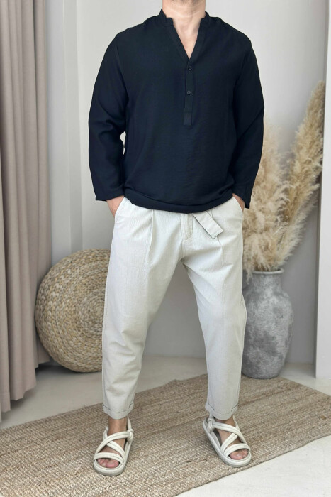ONE COLOR SIMPLE MEN SHIRT BLACK/ E ZEZE - 1