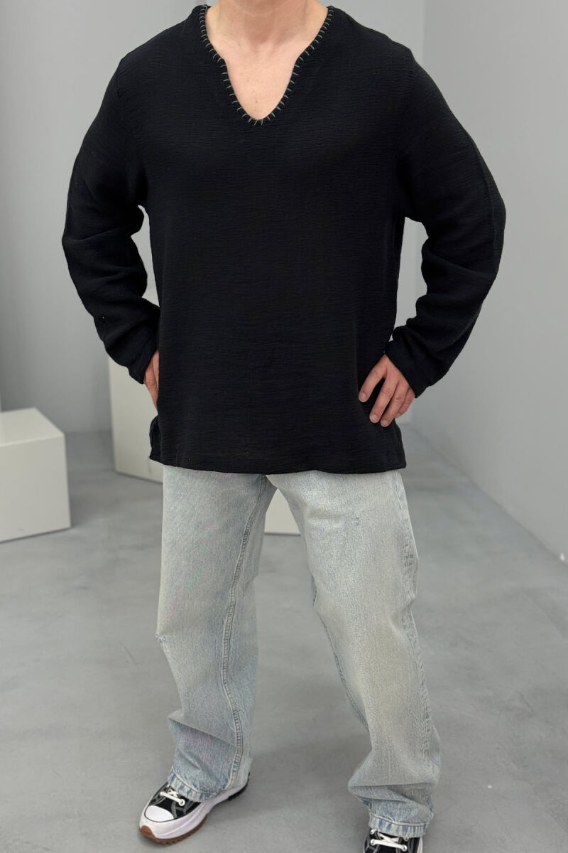 ONE COLOR SIMPLE MEN SWEATSHIRT BLACK/ E ZEZE - 1