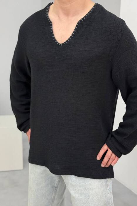 ONE COLOR SIMPLE MEN SWEATSHIRT BLACK/ E ZEZE - 2