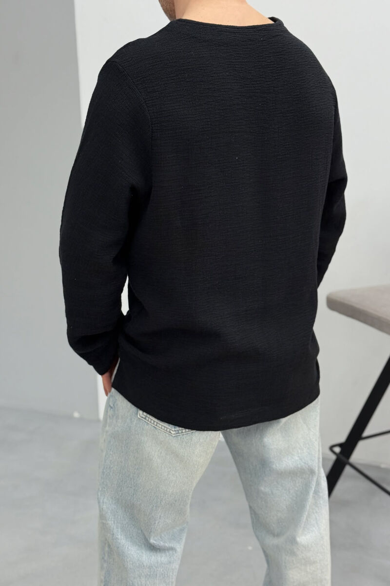 ONE COLOR SIMPLE MEN SWEATSHIRT BLACK/ E ZEZE - 5