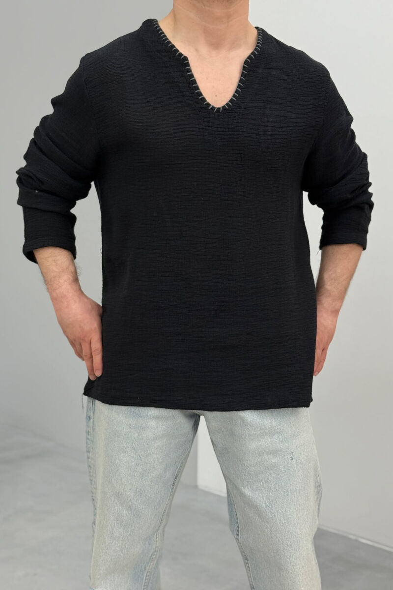 ONE COLOR SIMPLE MEN SWEATSHIRT BLACK/ E ZEZE - 6