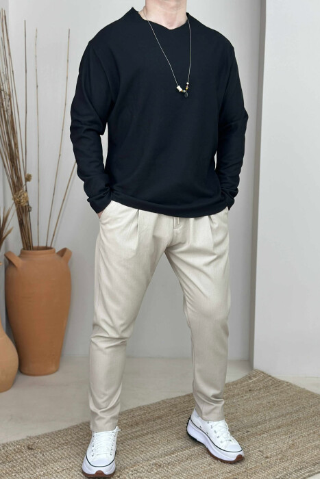 ONE COLOR SIMPLE MEN SWEATSHIRT BLACK/ E ZEZE 