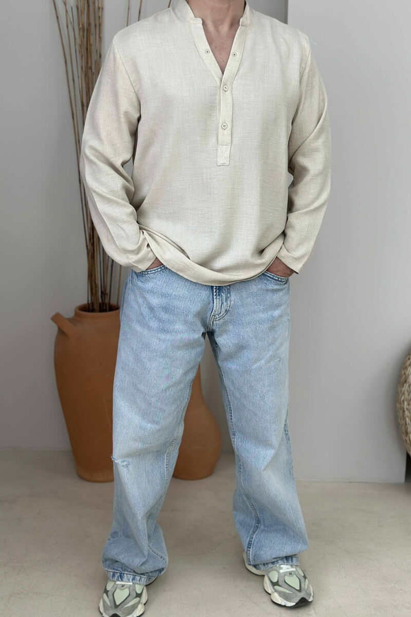 ONE COLOR SIMPLE MEN SHIRT CREAM/KREM - 1