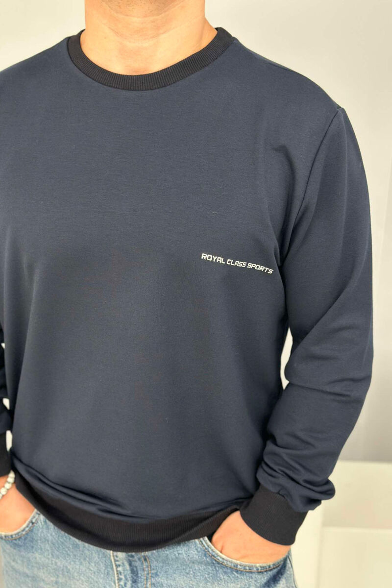 ONE COLOR SIMPLE MEN SWEATSHIRT DARK BLUE/BEE - 2