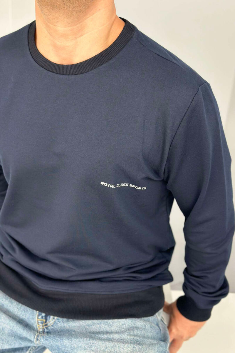 ONE COLOR SIMPLE MEN SWEATSHIRT DARK BLUE/BEE - 4