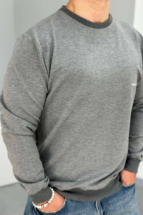 ONE COLOR SIMPLE MEN SWEATSHIRT GREY/GRI - 4