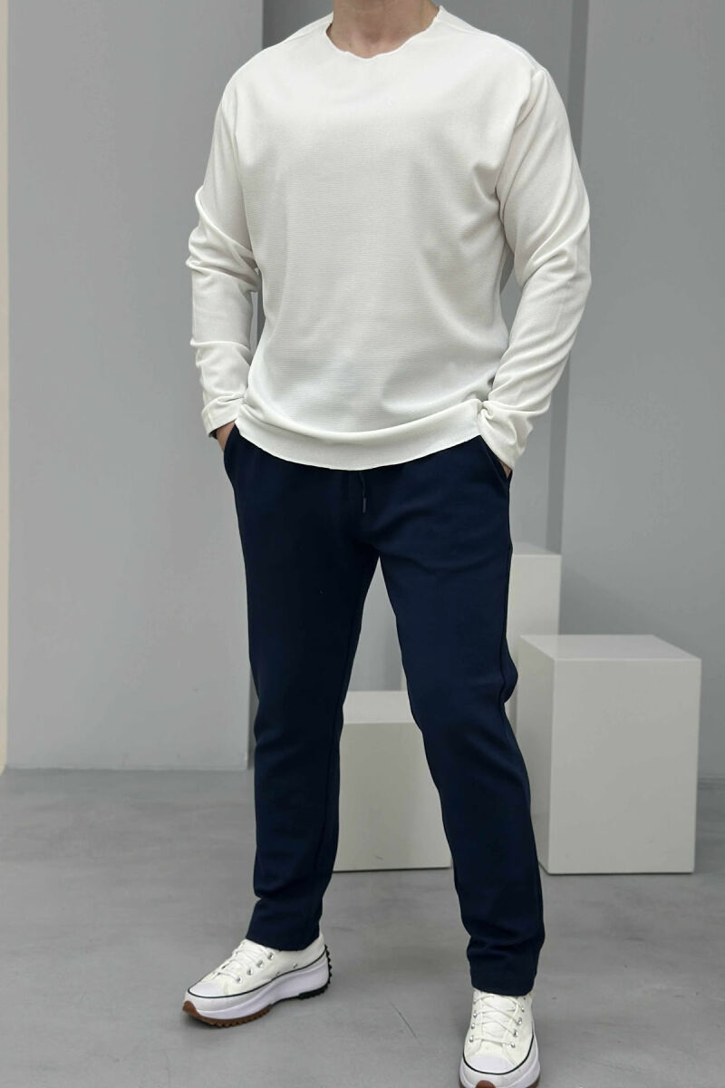 ONE COLOR SIMPLE MEN SWEATSHIRT WHITE-E BARDHE - 1