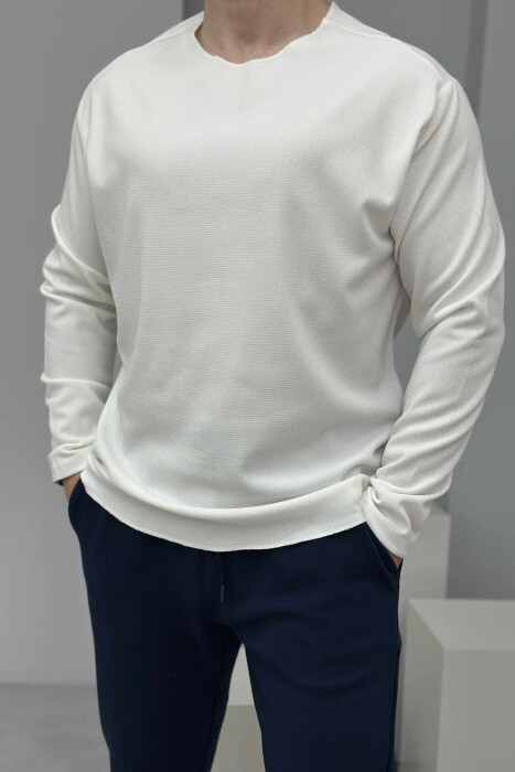 ONE COLOR SIMPLE MEN SWEATSHIRT WHITE-E BARDHE - 3