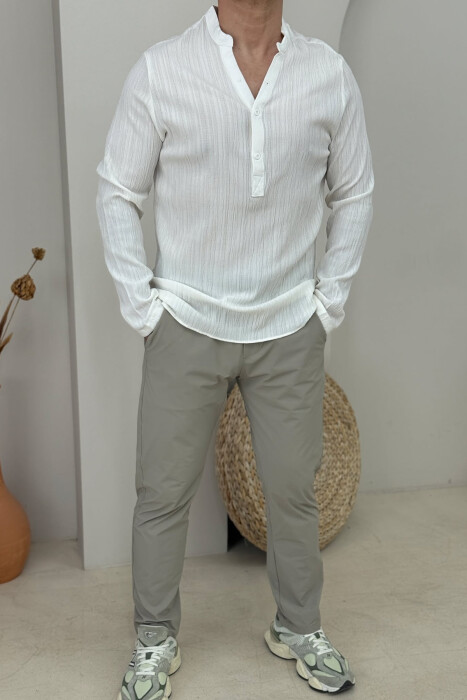 ONE COLOR SIMPLE MEN SHIRT WHITE-E BARDHE - KLAUDIO FASHION