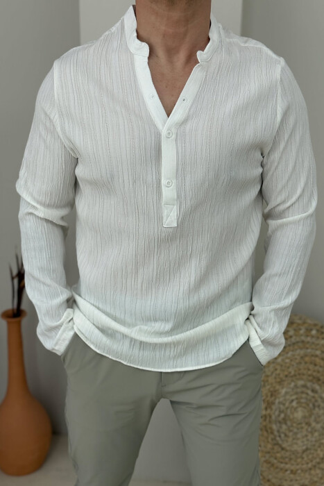 ONE COLOR SIMPLE MEN SHIRT WHITE-E BARDHE - 3