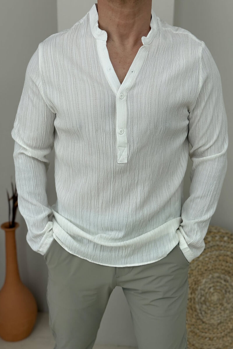 ONE COLOR SIMPLE MEN SHIRT WHITE-E BARDHE - 3