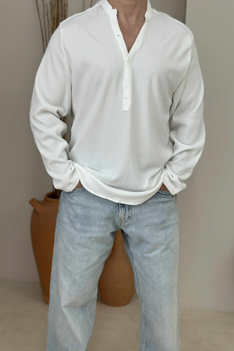 ONE COLOR SIMPLE MEN SHIRT WHITE-E BARDHE 