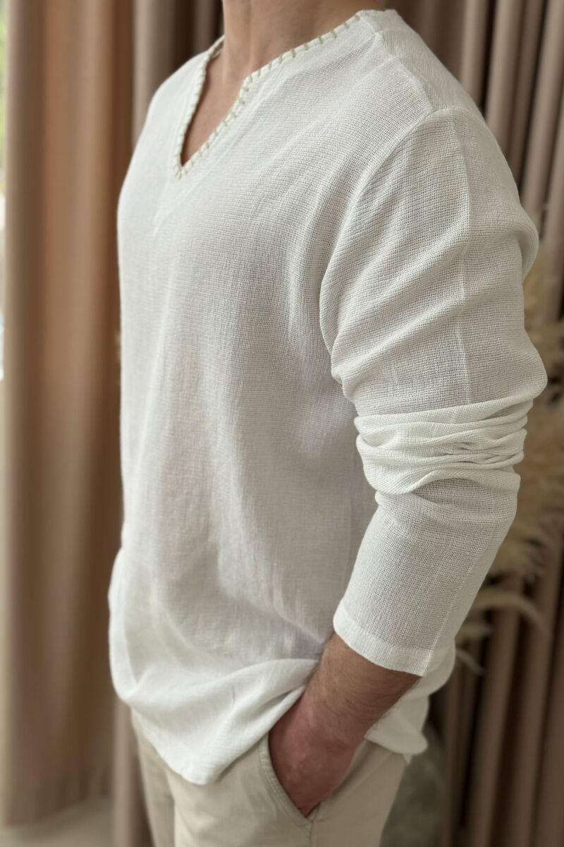 ONE COLOR SIMPLE MEN SHIRT WHITE-E BARDHE - 2
