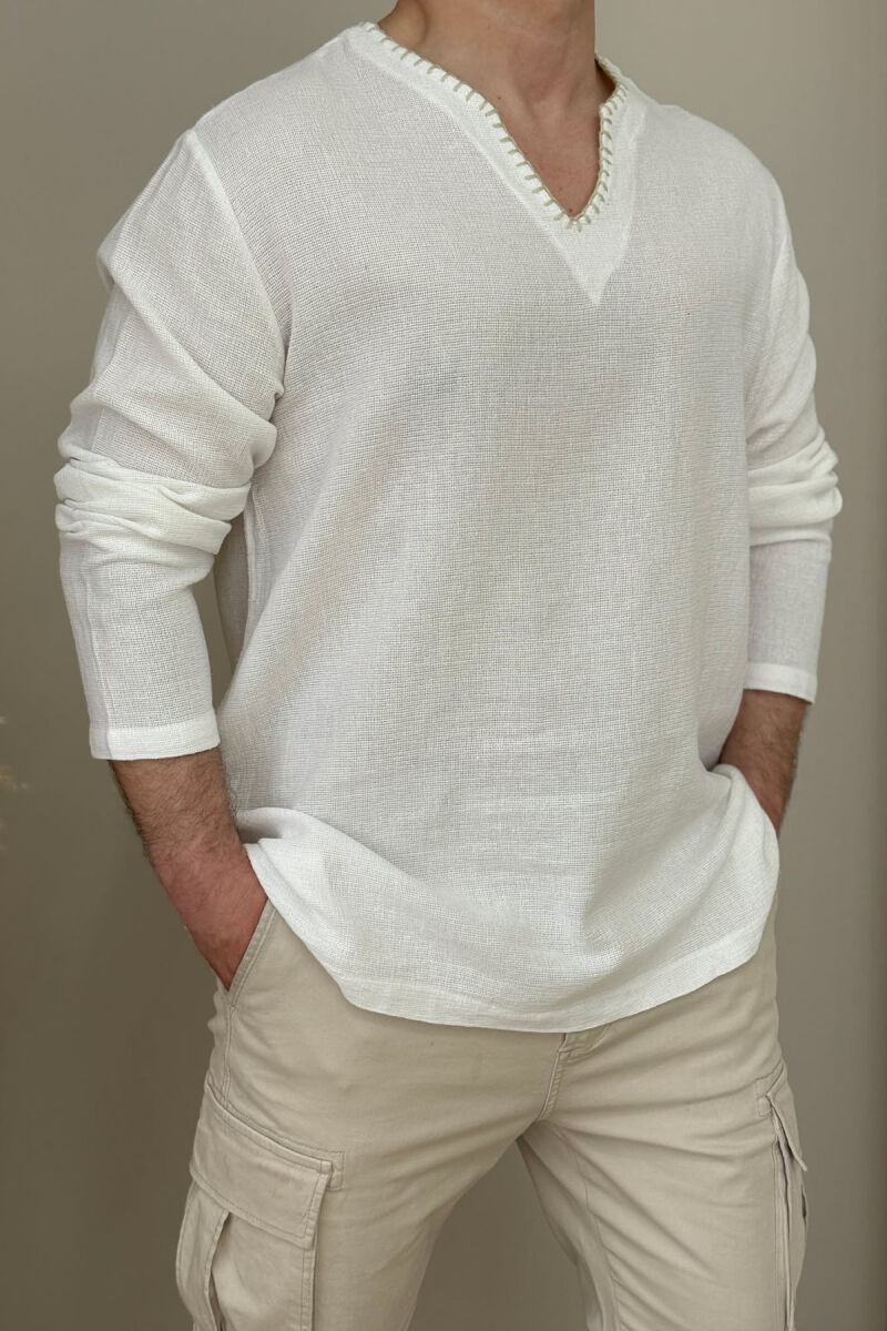 ONE COLOR SIMPLE MEN SHIRT WHITE-E BARDHE - 4