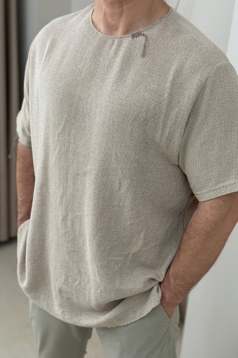 ONE COLOR SIMPLE MEN T-SHIRT BEIGE/BEZHE - 2