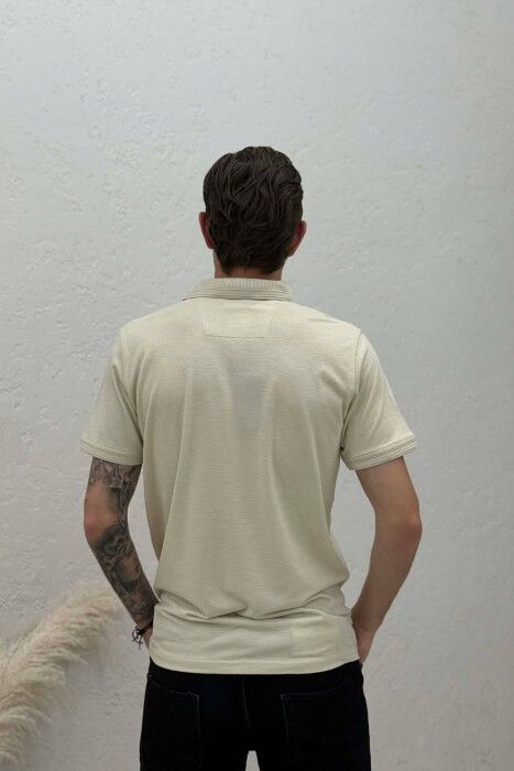 ONE COLOR SIMPLE MEN T-SHIRT BEIGE/BEZHE - 4