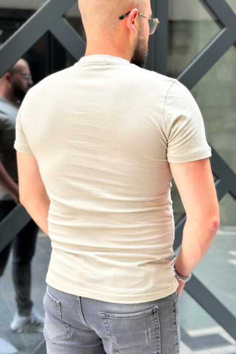 ONE COLOR SIMPLE MEN T-SHIRT BEIGE/BEZHE - 2