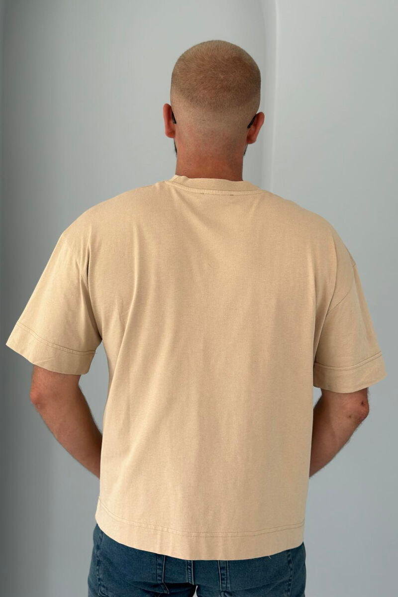 ONE COLOR SIMPLE MEN T-SHIRT BEIGE/BEZHE - 3