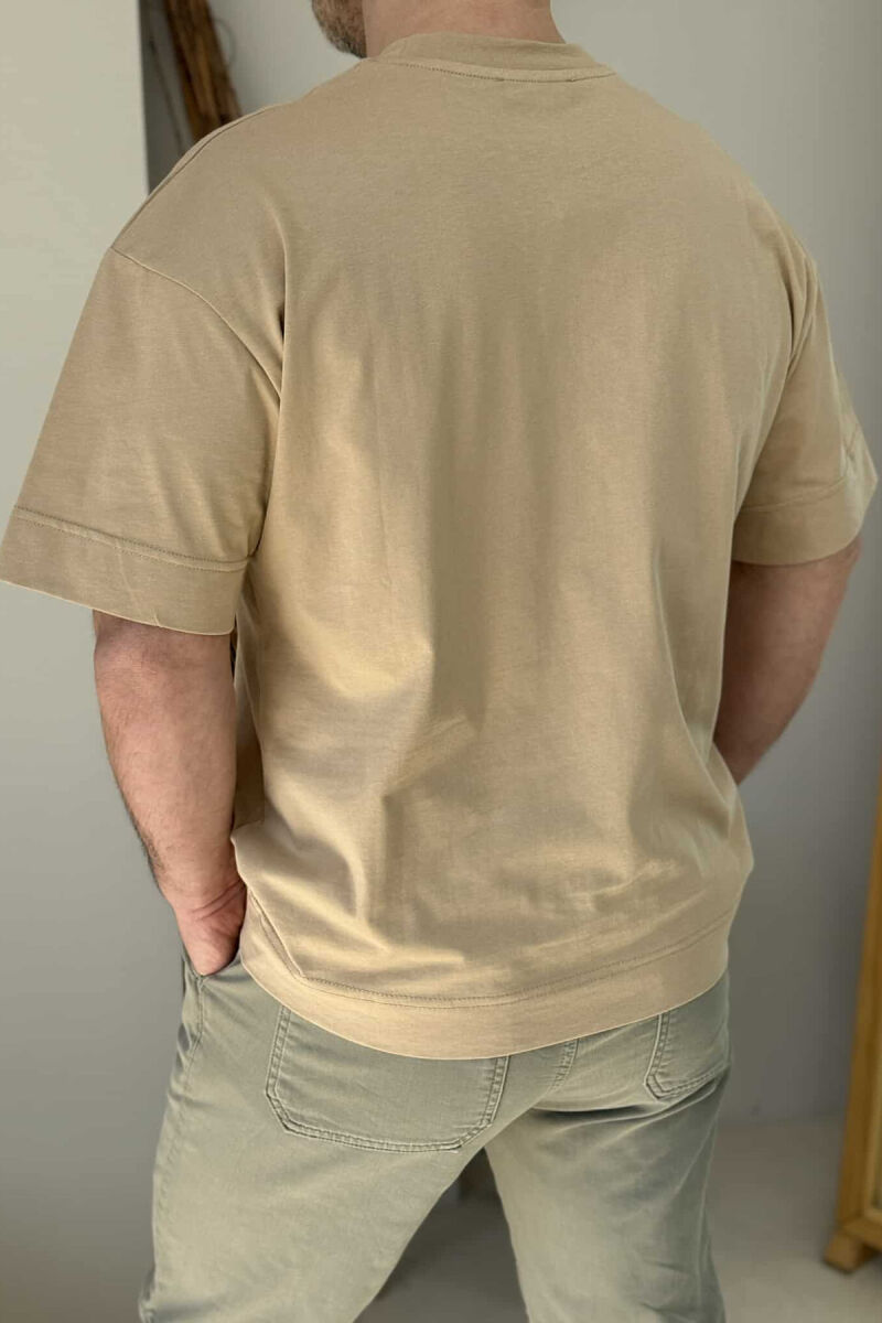 ONE COLOR SIMPLE MEN T-SHIRT BEIGE/BEZHE - 3