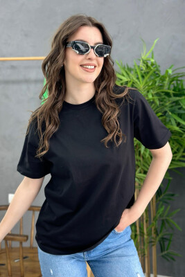 ONE COLOR SIMPLE WOMEN T-SHIRT BLACK-BLACK/ZZ 