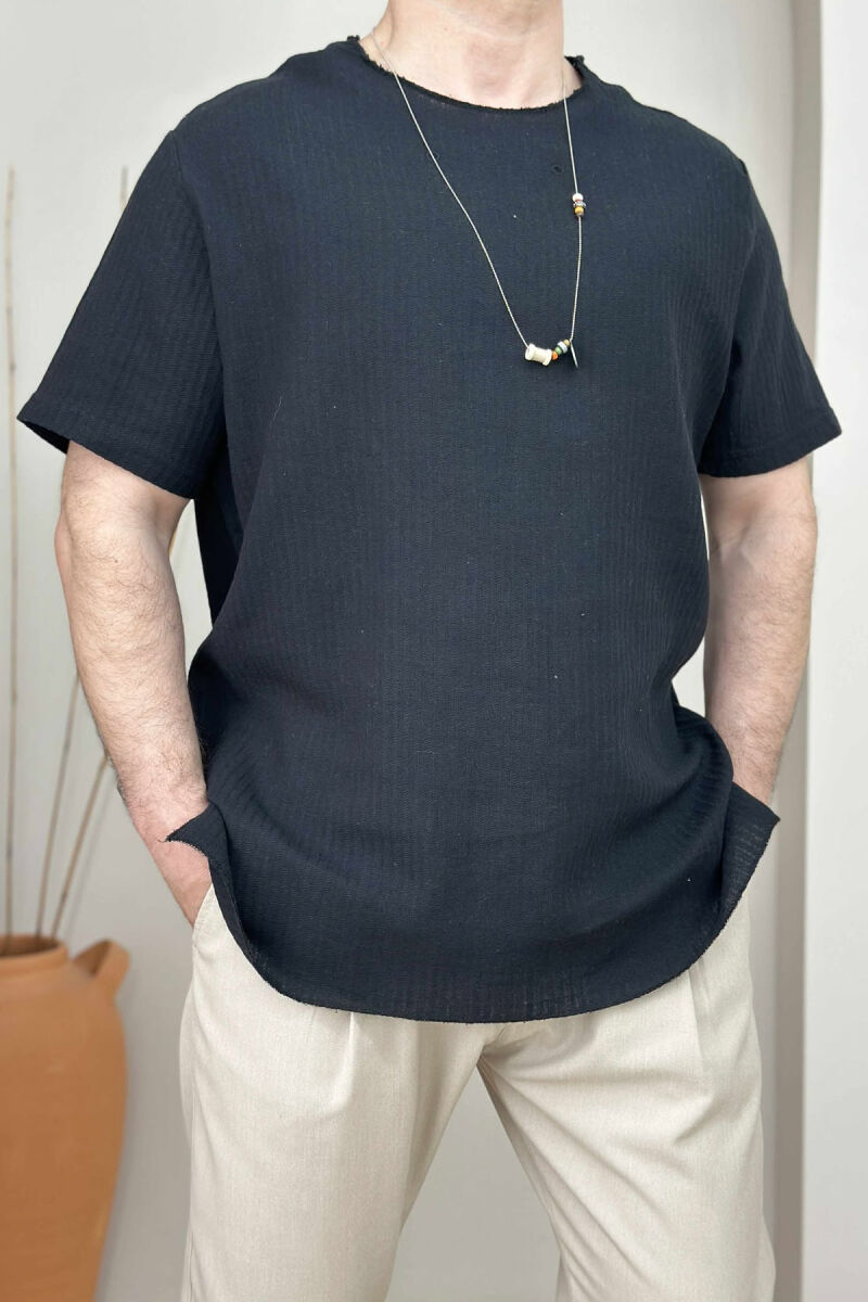 ONE COLOR SIMPLE MEN T-SHIRT BLACK/ E ZEZE - 3