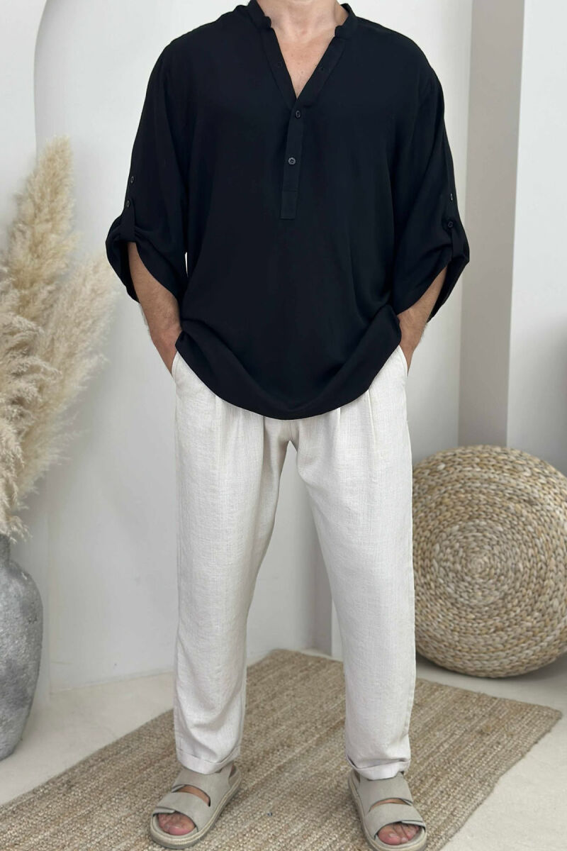 ONE COLOR SIMPLE MEN T-SHIRT BLACK/ E ZEZE - 5