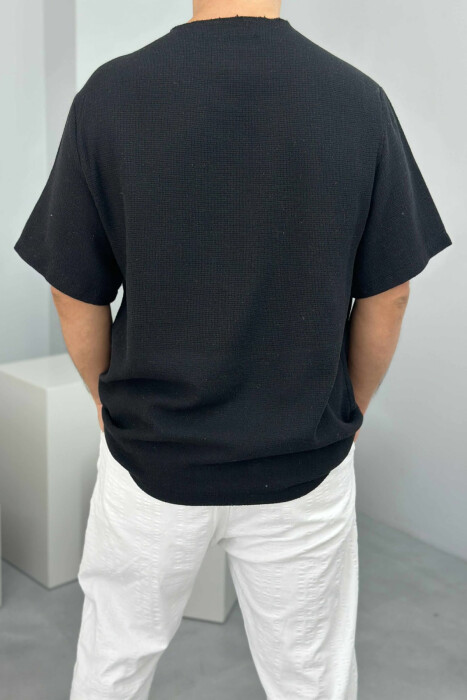 ONE COLOR SIMPLE MEN T-SHIRT BLACK/ E ZEZE - 3