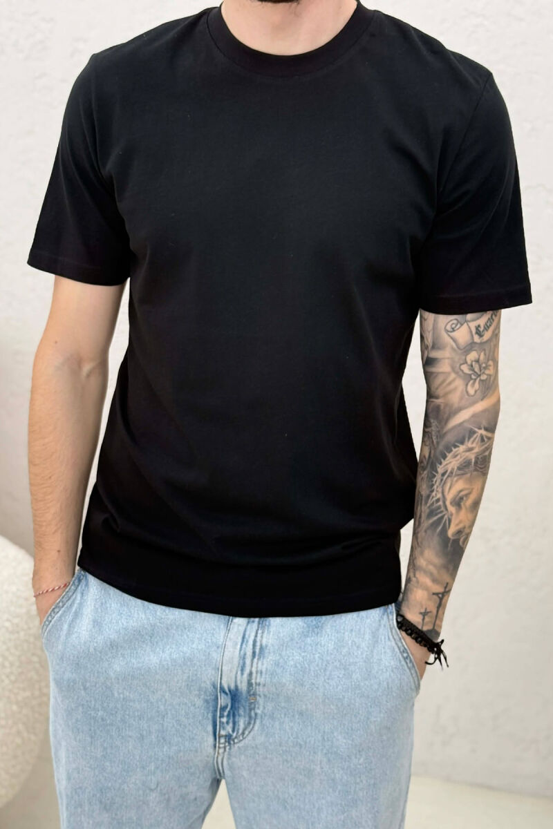 ONE COLOR SIMPLE MEN T-SHIRT BLACK/ E ZEZE - 4