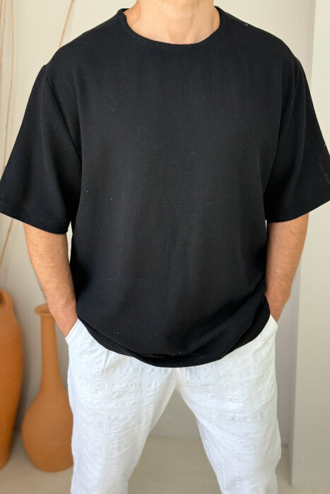 ONE COLOR SIMPLE MEN T-SHIRT BLACK/ E ZEZE - 3