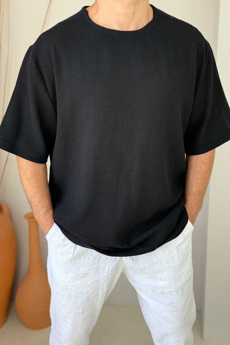 ONE COLOR SIMPLE MEN T-SHIRT BLACK/ E ZEZE - 3